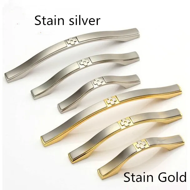 

128mm Kitchen Cabinet handle stain gold cupboard pull stain silver Zinc alloy drawer Dresser wardrobe Furniture Handles knob