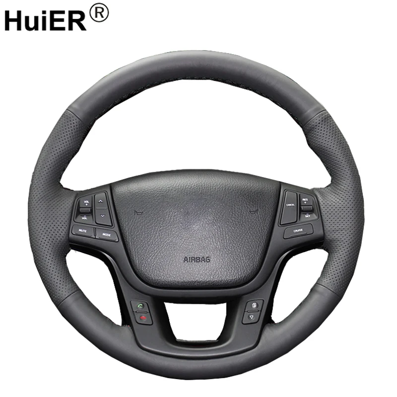 Кожаный аксессуар HuiER Ручное шитье для Kia Sorento 2009 2014 Cadenza K7 2011 2015|Чехлы на руль| |