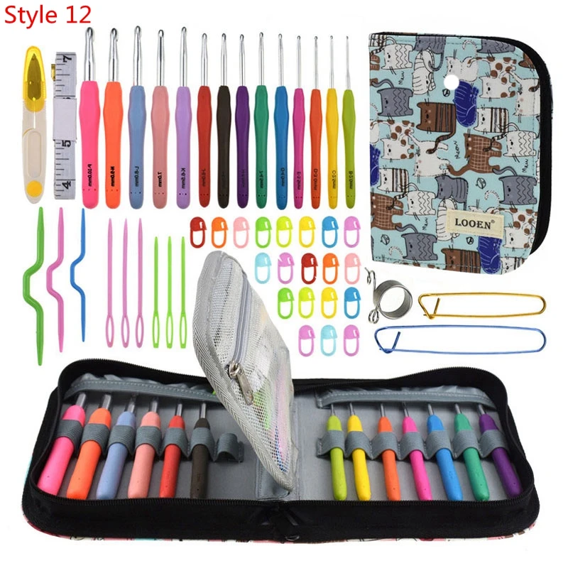 35 Styles Set Crochet Hook Set With Yarn Knitting Needles Sewing Tools Set Knit Gauge Scissors Stitch Holder Hook For Knitting