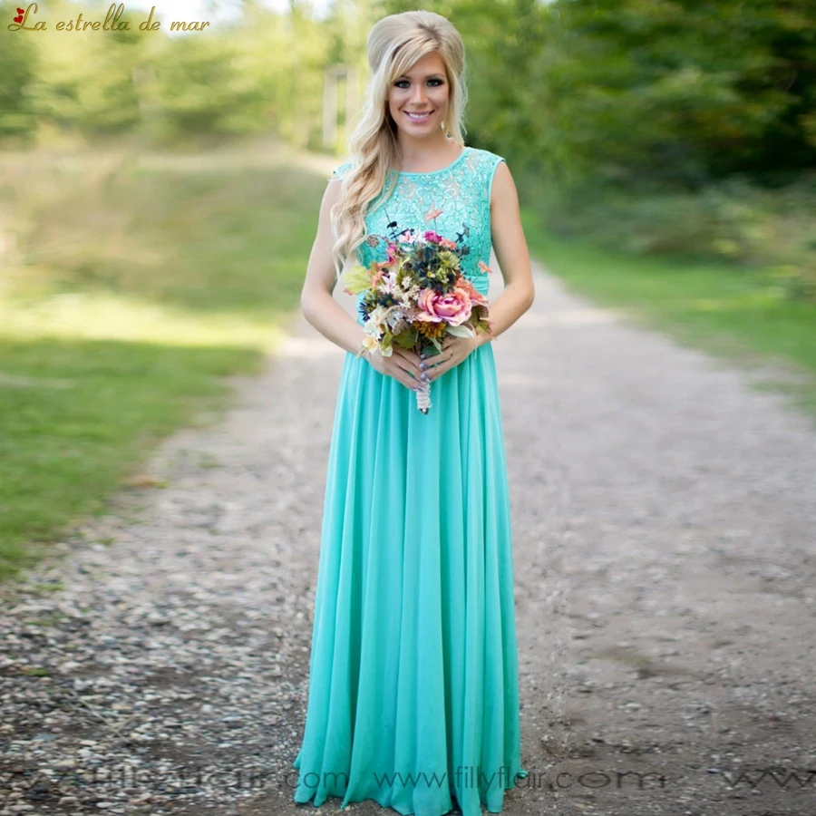 Vestido madrinha 2021 Новое шифоновое платье с кружевами на спине трапециевидной формы