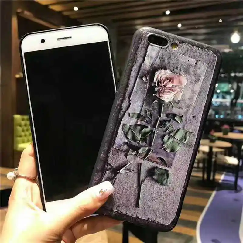 3D рельефные розовые женские чехлы для iPhone 6s X 10 plus 7 6 8 чехол кремнеземный