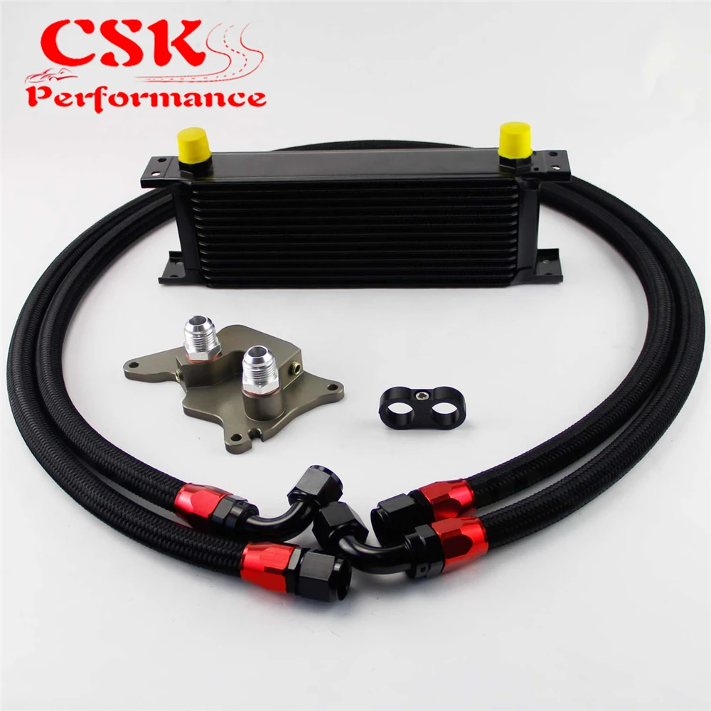 

13 Row 248mm AN10 British Oil Cooler Kit Fits For BMW Mini Cooper R56 Supercharger Black/Silver