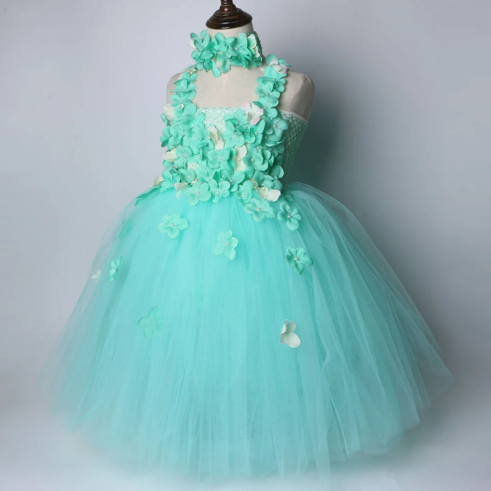 Mint Green Flower Girl Tutu Dress Tulle Party Kids Princess Fairy Ball Gown for Girls Wedding | Детская одежда и обувь