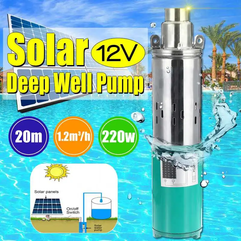 12 V/24 V 50 м подъемный водяной насос на солнечной батарее 1200L/ч штанговый скважинный насос постоянного тока винт погружной насос сельскохозяйственного орошения сада и дома