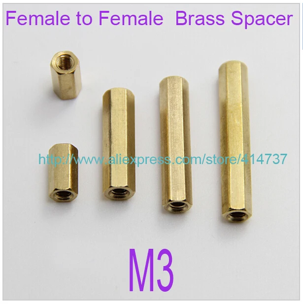 

100pcs M3 Female to Female Brass Hex Standoff Spacer Pillar Isolation Column Stud for PCB Board Length 4mm--25mm