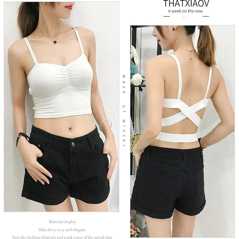 Укороченный Топ женская кофта 2020 пикантная модная эластичная майка на бретелях с