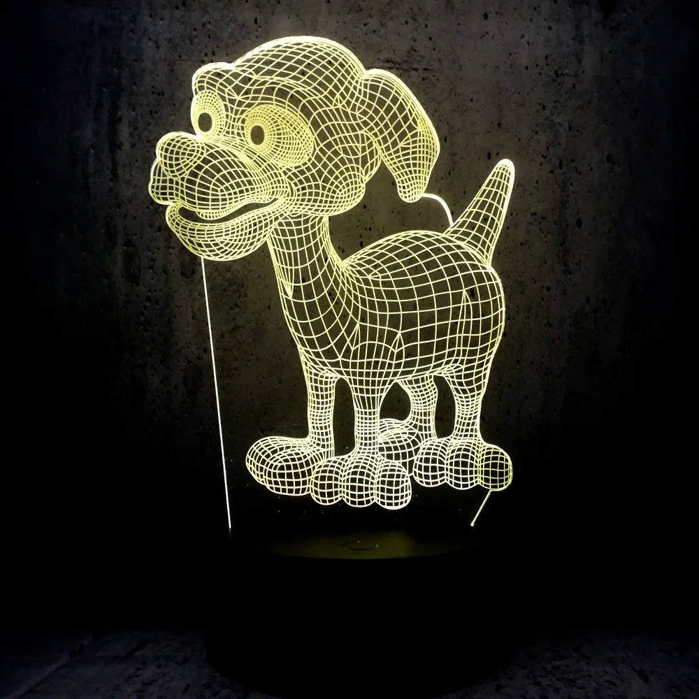 Светодиодная 3d лампа с изобрасветодиодный ением милой собаки ночник