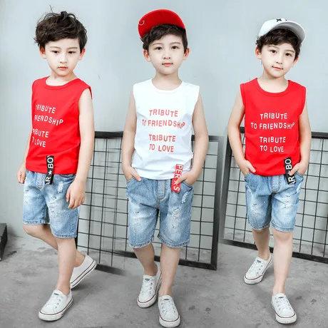 Комплект одежды для мальчиков хлопковая майка и шорты повседневная одежда