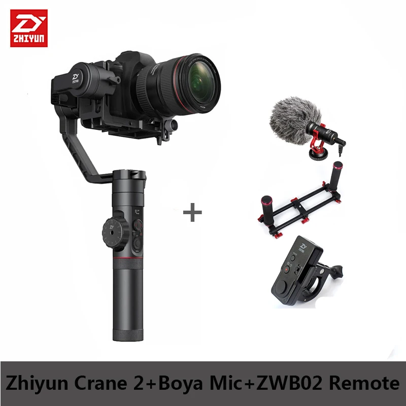 Zhiyun кран 2 Бесщеточный Стабилизатор Ручной Gimbal для sony Canon Panasonic D6 Mark цифровых зеркальных камер с 3,2 кг полезной нагрузки - Цвет: add RC Holder  Mic