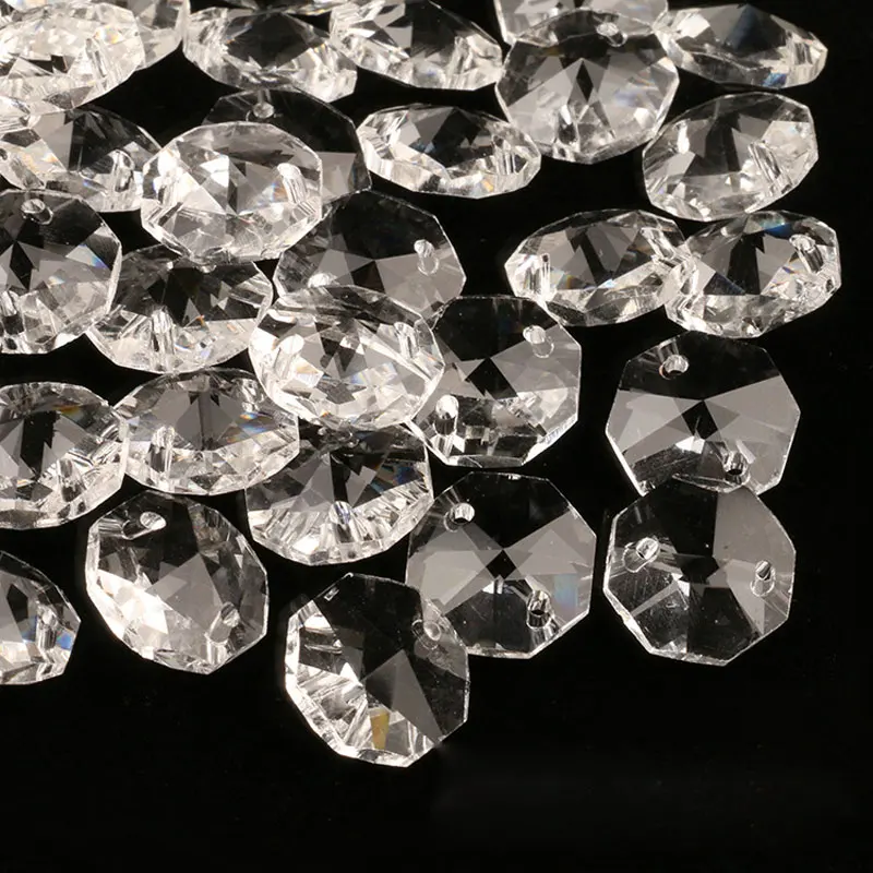 

14mm Clear 100pcs Crystal octagon bead, K9 crystal 2 holes, Diy Wedding & home decoration, Crystal Accessories chandelier parts