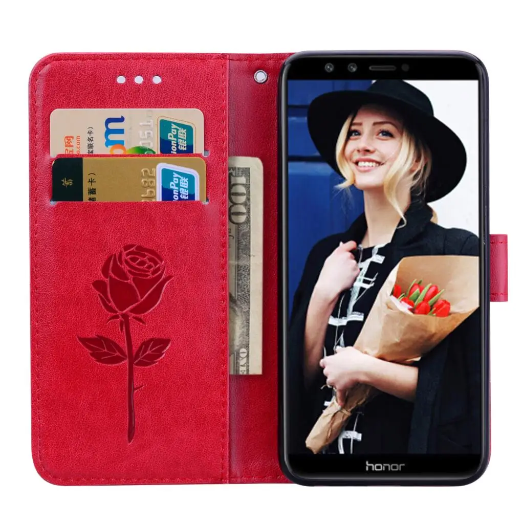Кожаный чехол для Huawei Y5 Y6 Y7 Prime 2018 чехлы телефонов с цветами Honor 7A RU version Pro Nova 2