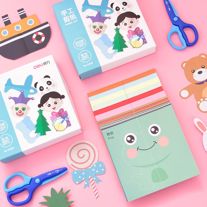 

DELI Hand-cut Paper Kids DIY Color Paper Cutting Multiple Patterns Kawaii Animals Three-Dimensional Children Creative Paper-cut