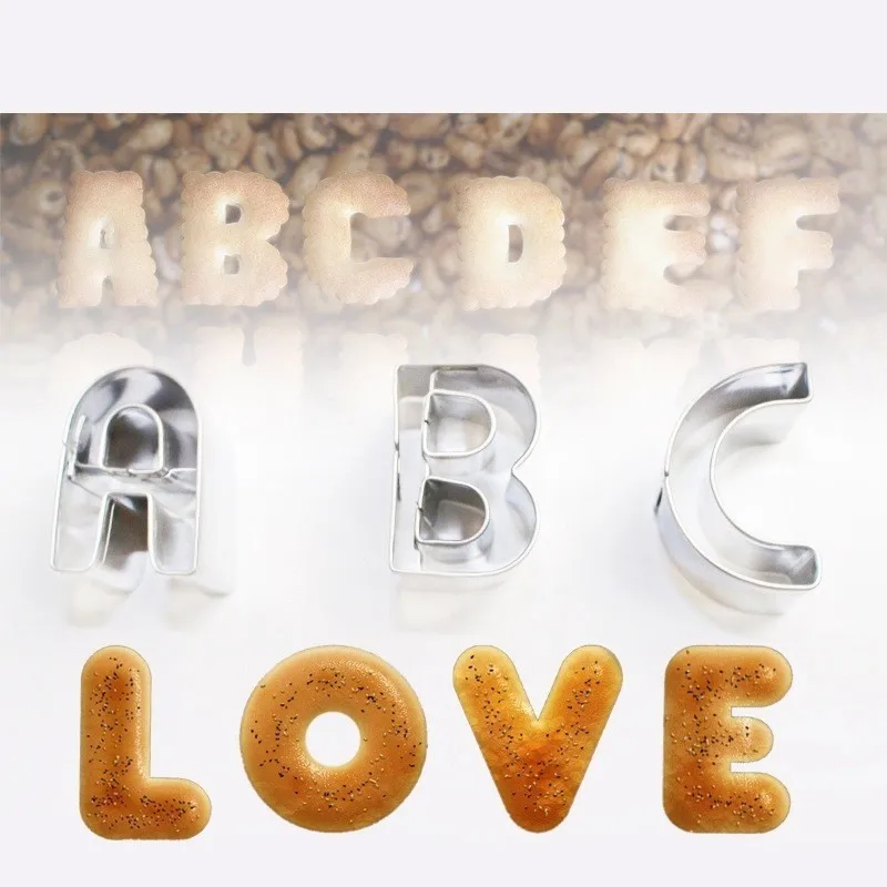26Pcs/Set Alphabet Stainless Steel Letters Pastry Fondant Cake Decoration Cookie DIY Tools Mold Christmas F0834 | Дом и сад