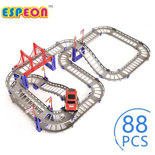 88pcs grey no box 88 шт./компл. 3D DIY трек Электрический Железнодорожный вагон роторная модель здания набор комплектов поезд трек слот игрушка для обучения гоночных орбит автомобилей - Цвет: 88pcs grey no box