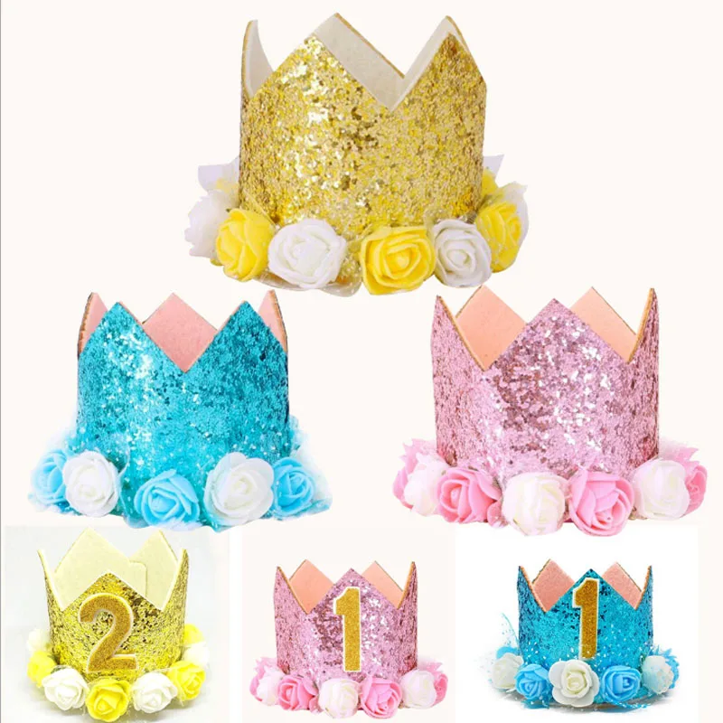 Мальчик и девочка вечерние цветок шляпа розовый синий Princess Crown 1st год 9 лет старый