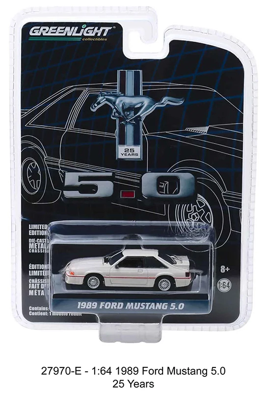 Зеленый свет 1: 64 1989 Ford Mustang 5 0 25 лет игрушечная машинка из сплава игрушки для детей
