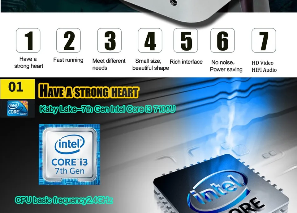ACEPC мини-ПК Intel Core i5 7200u i3 7100u 7th Gen Kaby Lake Windows 10 безвентиляторный мини-ПК 4K HTPC minipc Nuc HD graphics 620 wifi