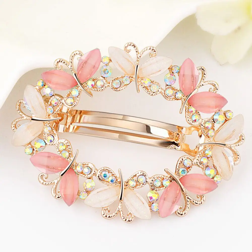 Женские заколки для волос со стразами бабочки в Корейском стиле с цветами и