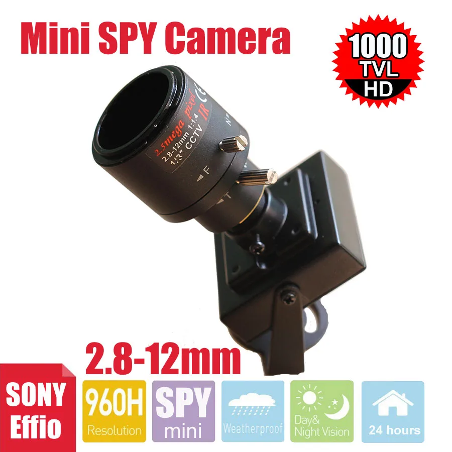 Мини камера видеонаблюдения Uvusee CCTV Sony Effio 1000TVL 960H 2 8 12 мм с вариофокальным зумом|mini