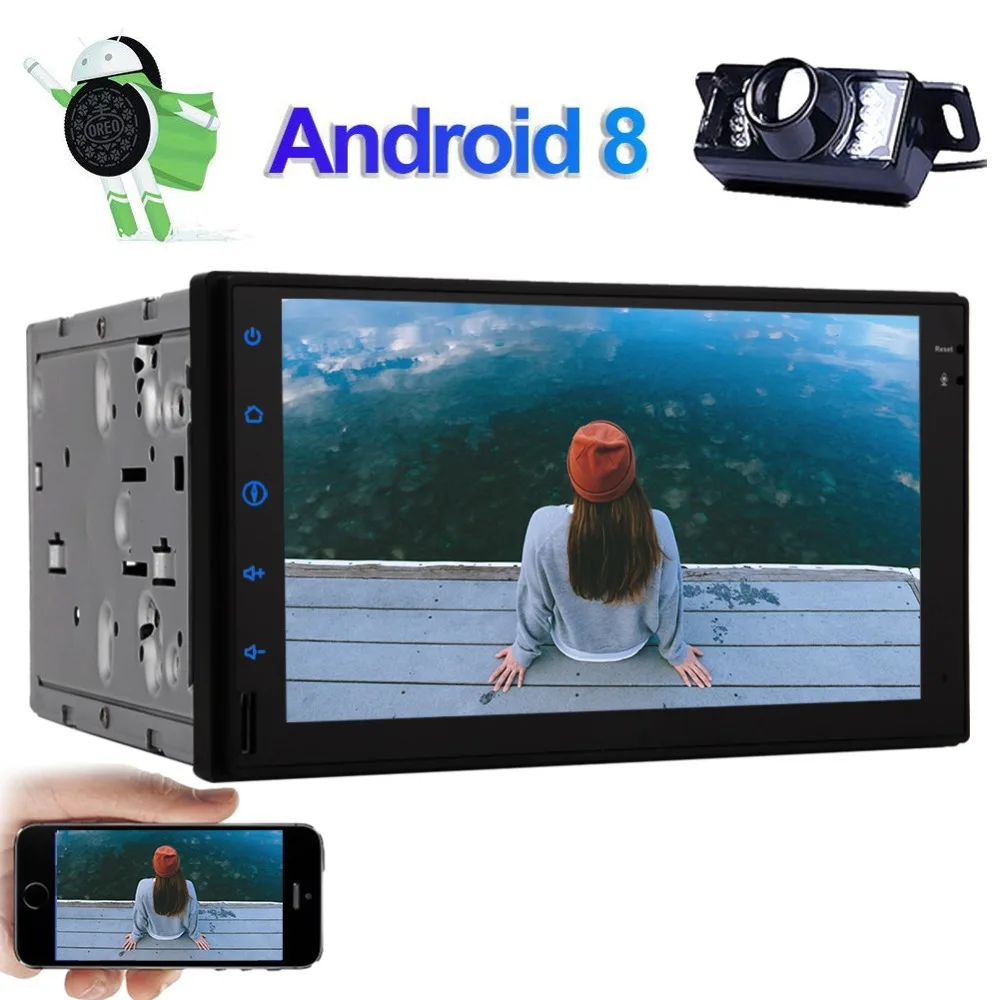 Автомобильный видеорегистратор OBD2 2 Din с сабвуфером Android 8 1 сенсорным экраном