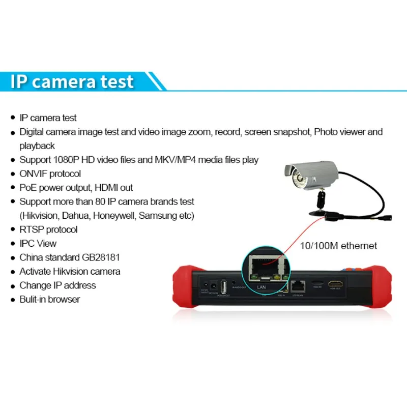 DHL Бесплатная IPC9800 7 дюймов IP Камера тестер CVBS TVI CVI AHD SDI CCTV монитор с WI-FI Onvif PTZ
