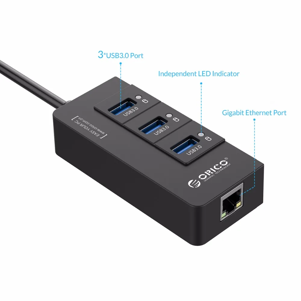 USB 3 0 разветвитель ORICO с внешней гигабитной сетевой картой RJ45 Суперскоростной 5