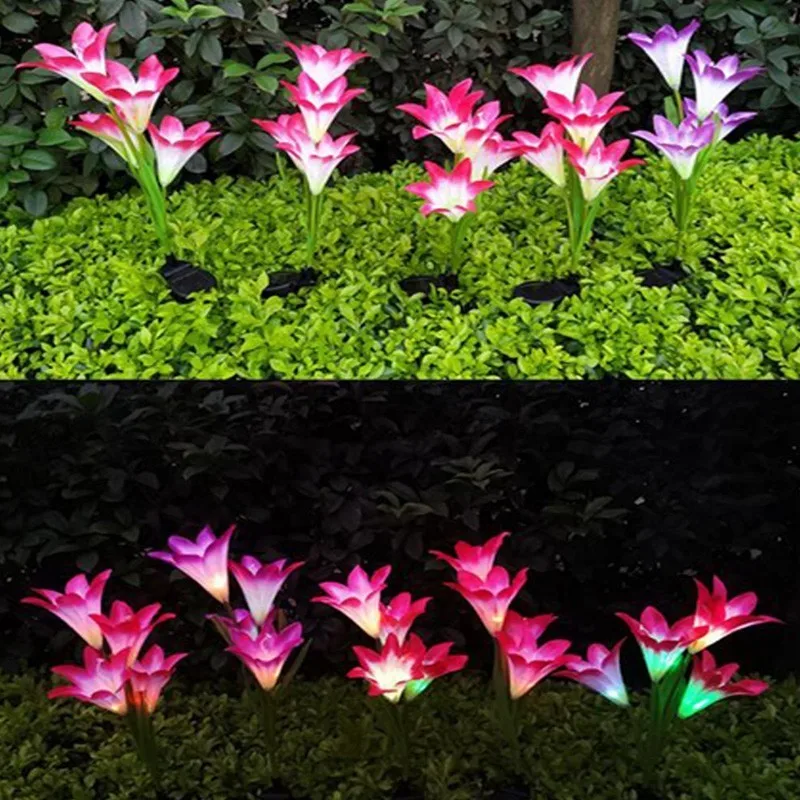 Outdoor Solar Lamp Energy Four Lily For Garden LED Solar Lamp Outdoor Lights Decoration Garden Lantern Safe Waterproof