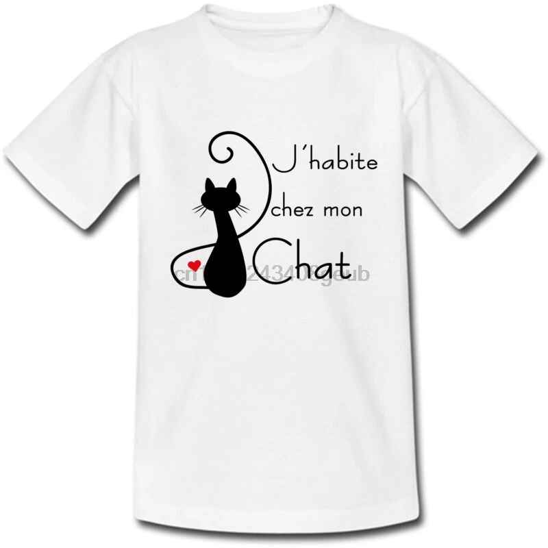 Футболка Adulte J'habite chez mon Chat Humour du S au 2XL|Мужские футболки| |