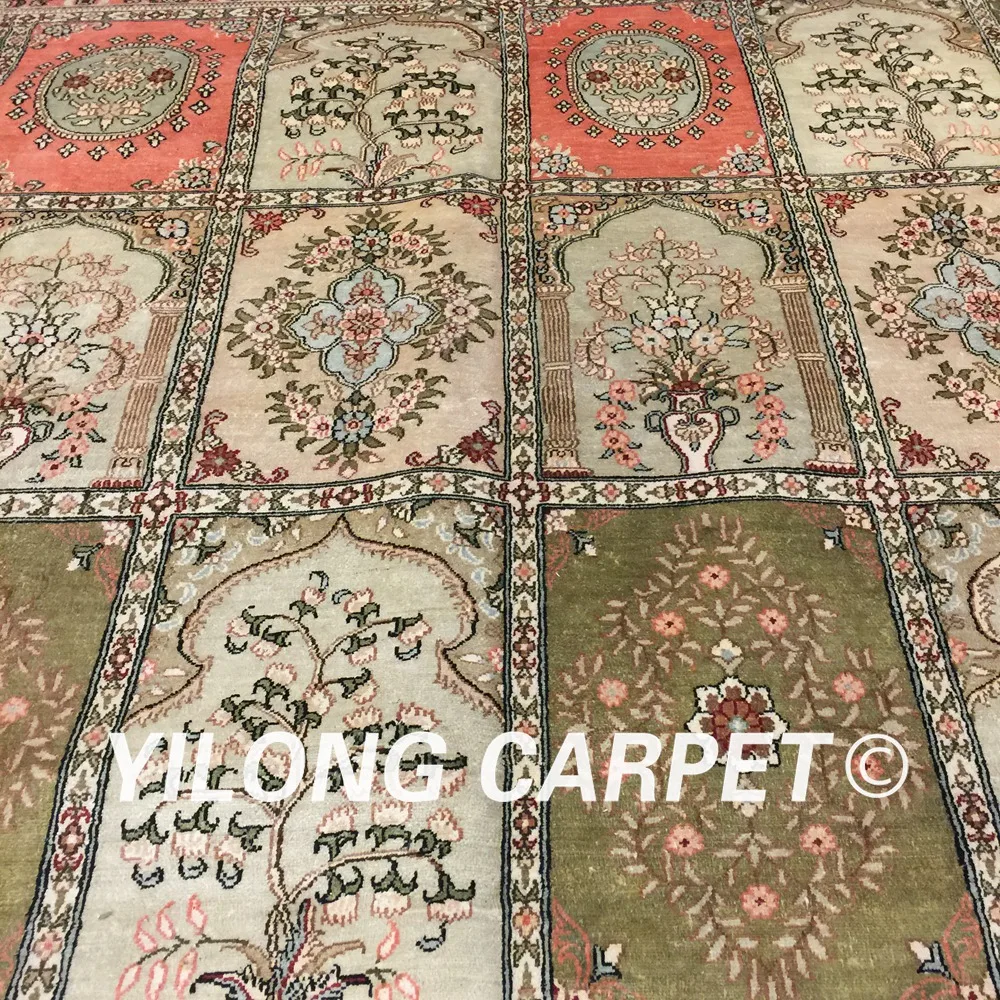 Yilong 8'x10' ручной работы персидский шелковый ковер четыре сезона сад сцена