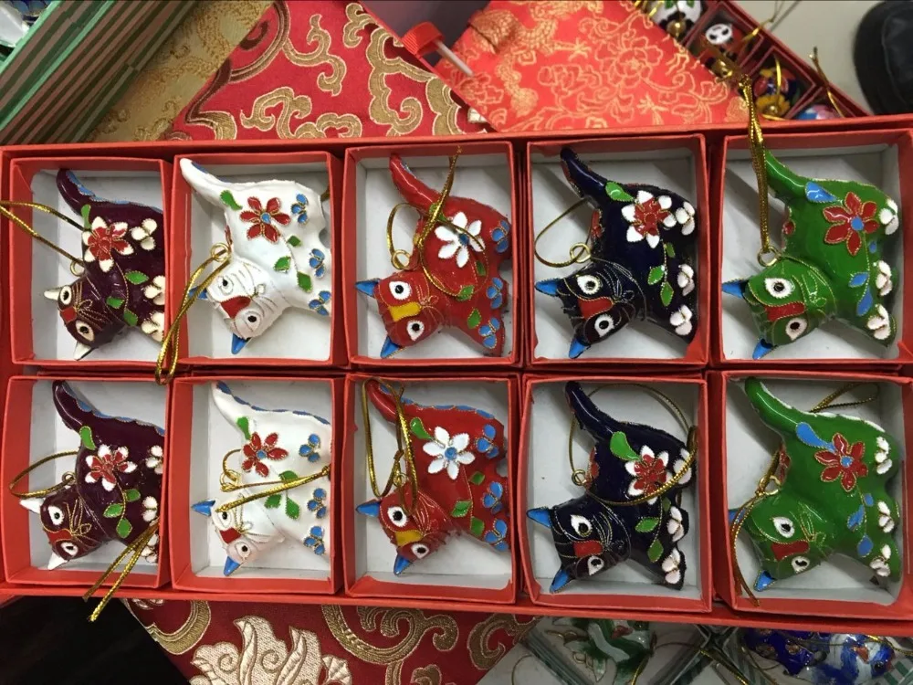 10 шт китайская перегородчатая эмаль/Эмаль Кошка рождественские украшения для Рождественского украшения
