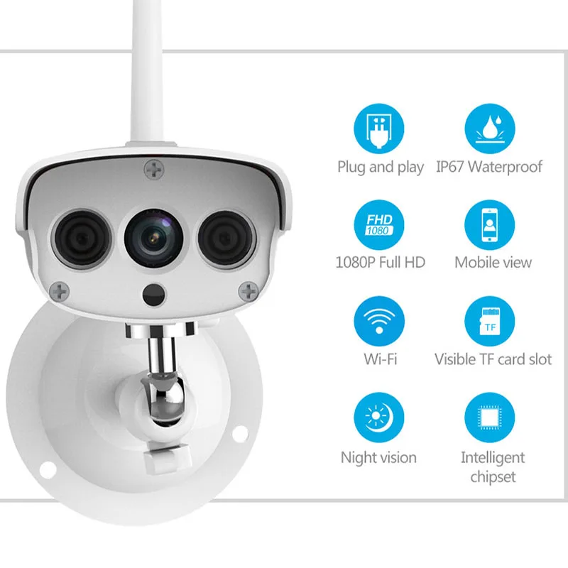 Беспроводная Wi-Fi ip-камера для улицы, 1080 P, безопасность, ночное видение, Full HD, IP67, водонепроницаемая камера наблюдения, 2 МП, IR Cut, сетевая пуля