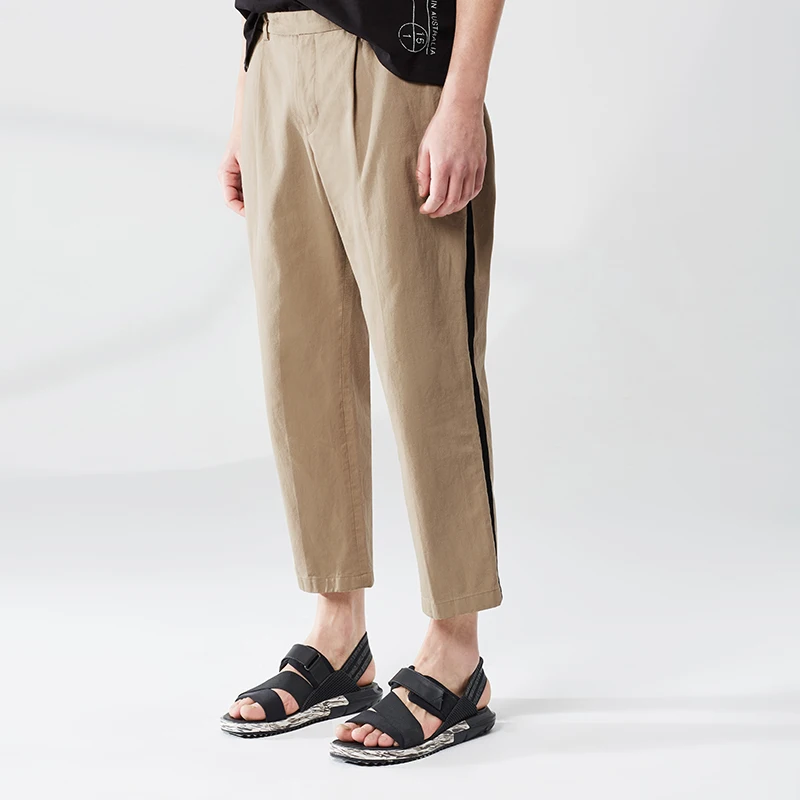 Мужские хлопковые Свободные повседневные брюки без наценки прямые спортивные на