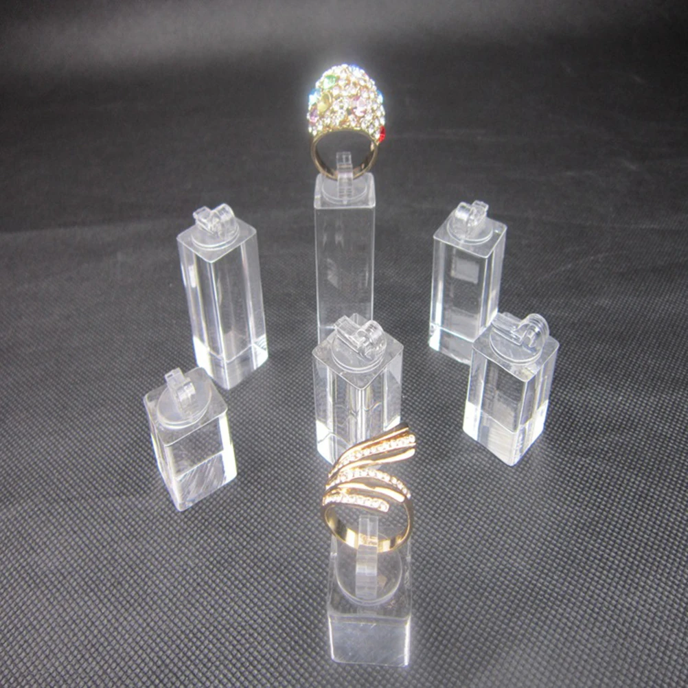 

1 set Organic Glass Acrylic Clear Jewelry Ring Display Holder Stand Jewelry Showcase Display Stand