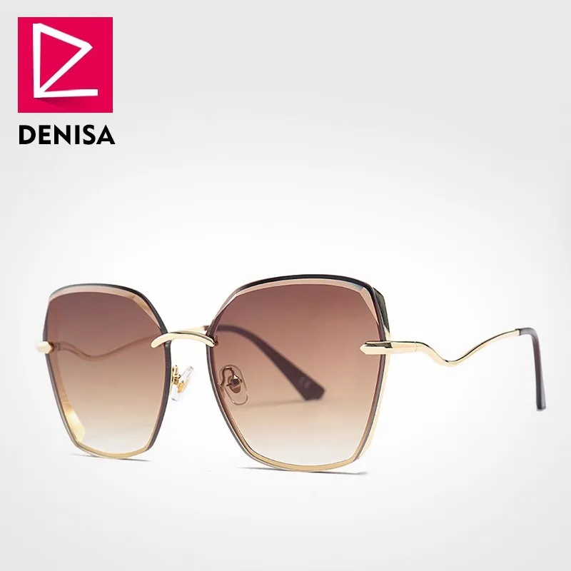 Brown Sunglasses DENISA новые UV400 ретро большие солнцезащитные очки женские дизайнерские многоугольная рамка солнцезащитные очки Оттенки для женщин G25015 - Цвет линз: Brown Sunglasses