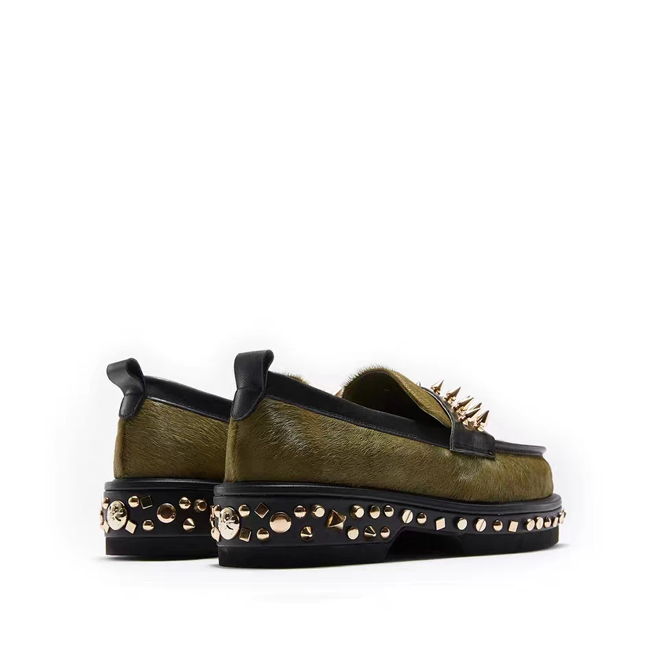 Delivr/Модная женская повседневная обувь с заклепками из конского волоса женские