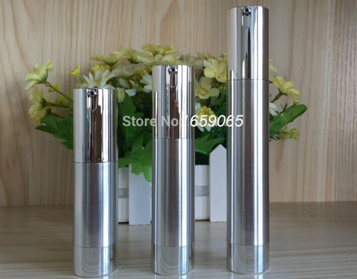 

HOT 20ml slimmer shape silver airless bottle with UV silver pump and bottom lotion bottle used for Cosmetic Container