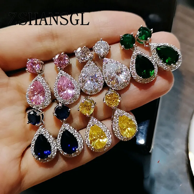 Женские винтажные серьги капли длинные висячие из серебра 925 пробы свадебные