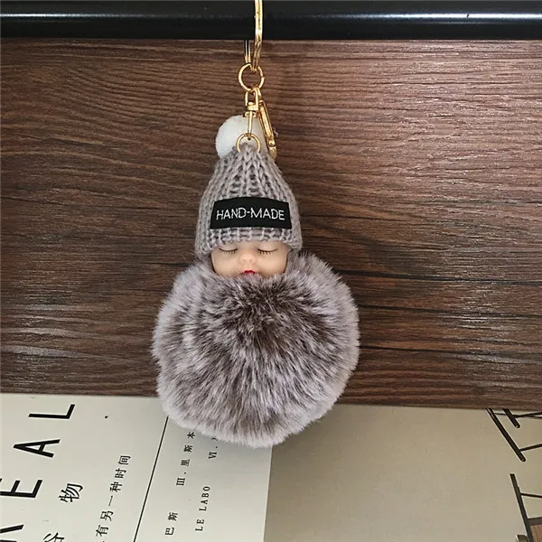 Милая Спящая кукла брелок меховой шарик плюшевый брелок Женская сумочка Автомобильный держатель для ключей сумка игрушки-брелоки для детей подарок - Цвет: 29