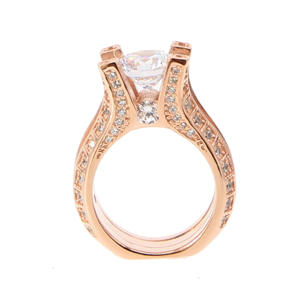 promotion 100% 925 sterling silver wedding engagement band 2 piece set blue rose gold color ring | Украшения и аксессуары