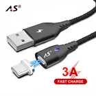 A.S Плетеный Магнитный кабель USB Type C для Xiaomi Mi8 Mi 8 SE Mi5 Mi6 3A Type C зарядный кабель для Huawei Samsung S8 S9 Cabo 1 M2 M