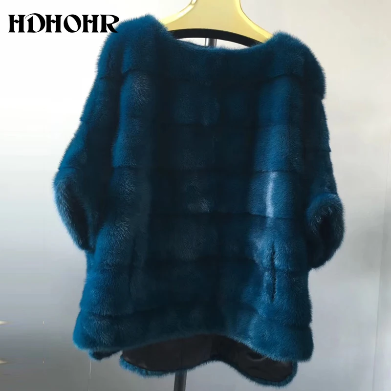 HDHOHR новые шубы из натурального меха норки для женщин, натуральные тонкие короткие шубы из меха норки, зимние модные меховые куртки с круглым вырезом для женщин