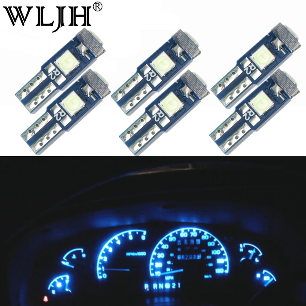 Кристально-синий WLJH 6x12 V Canbus T5 светодиодный светильник 3030 чип миниатюрный 74 73 2721 лампа приборной панели автомобиля Световые индикаторы лампы для Jeep - Испускаемый цвет: Кристально-синий