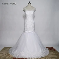 e jue shung white lace appliques beaded luxury mermaid wedding dresses 2017 lace up back cap sleeves wedding gowns gelinlik