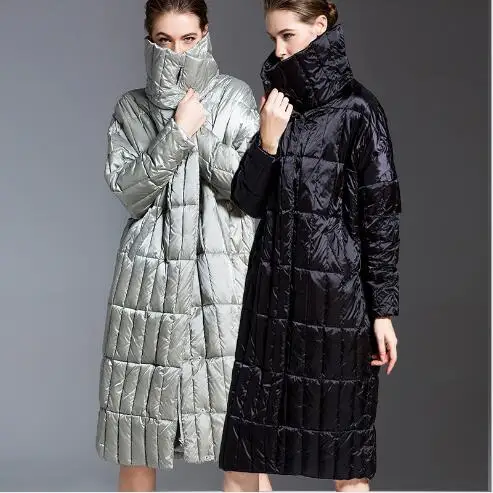 Женская длинная куртка пуховик на утином пуху повседневная Ультралегкая