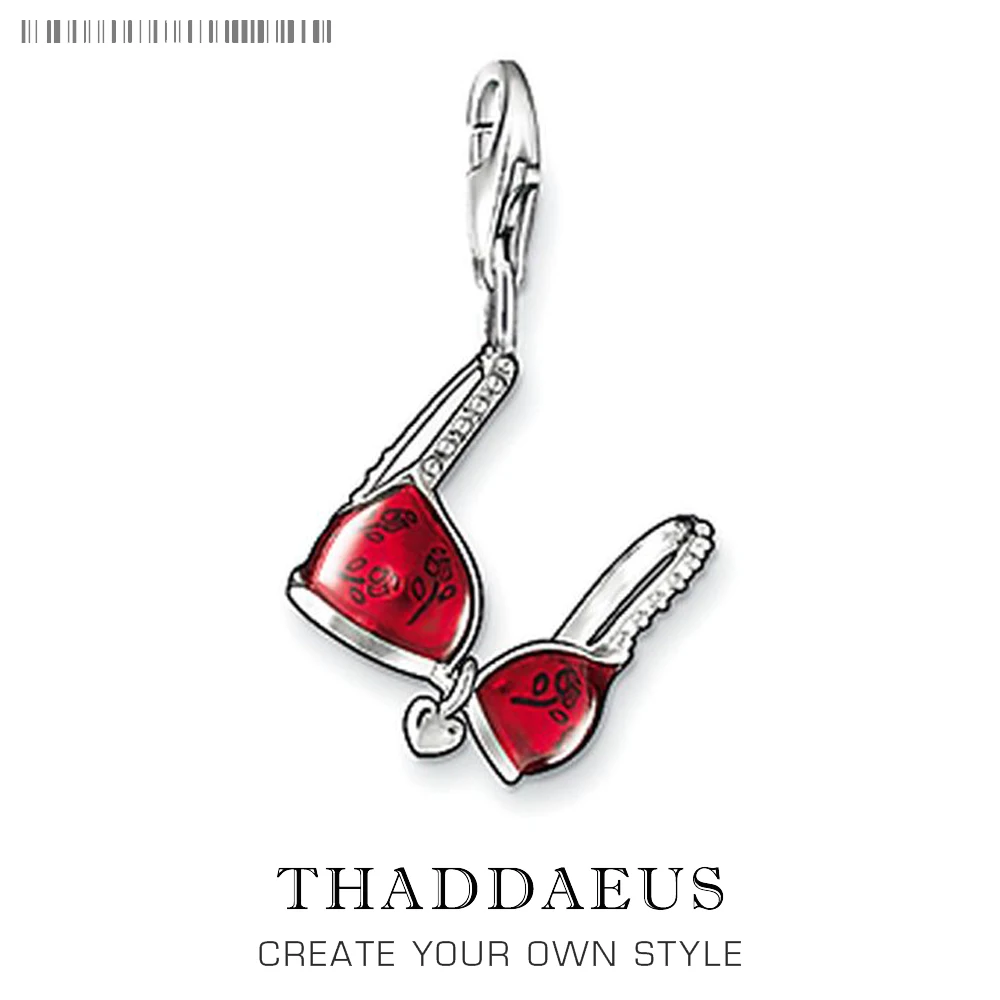

Pendant Charms Red Tone Enamel Sexy Lady Bra Underwear Smalls Charm Craft Oil Drop DIY 925 Sterling Silver Bracelet Charm