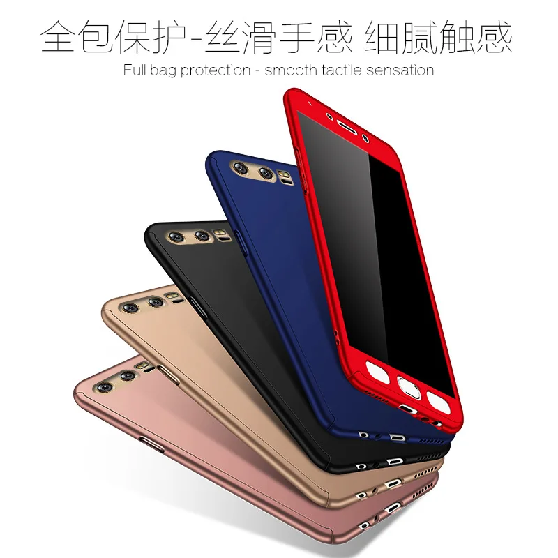 Для Huawei P9 P10 Plus роскошный Твердый 360 полный защитный чехол для Lite с закаленным