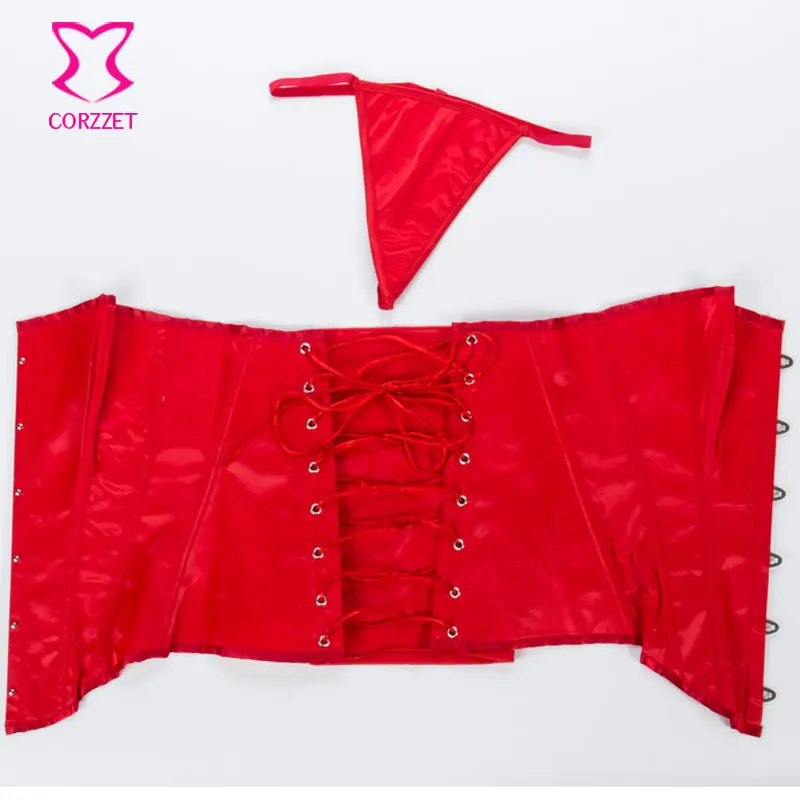 Женский атласный корсеты и бюстье без бретелек Красный Готический сексуальный