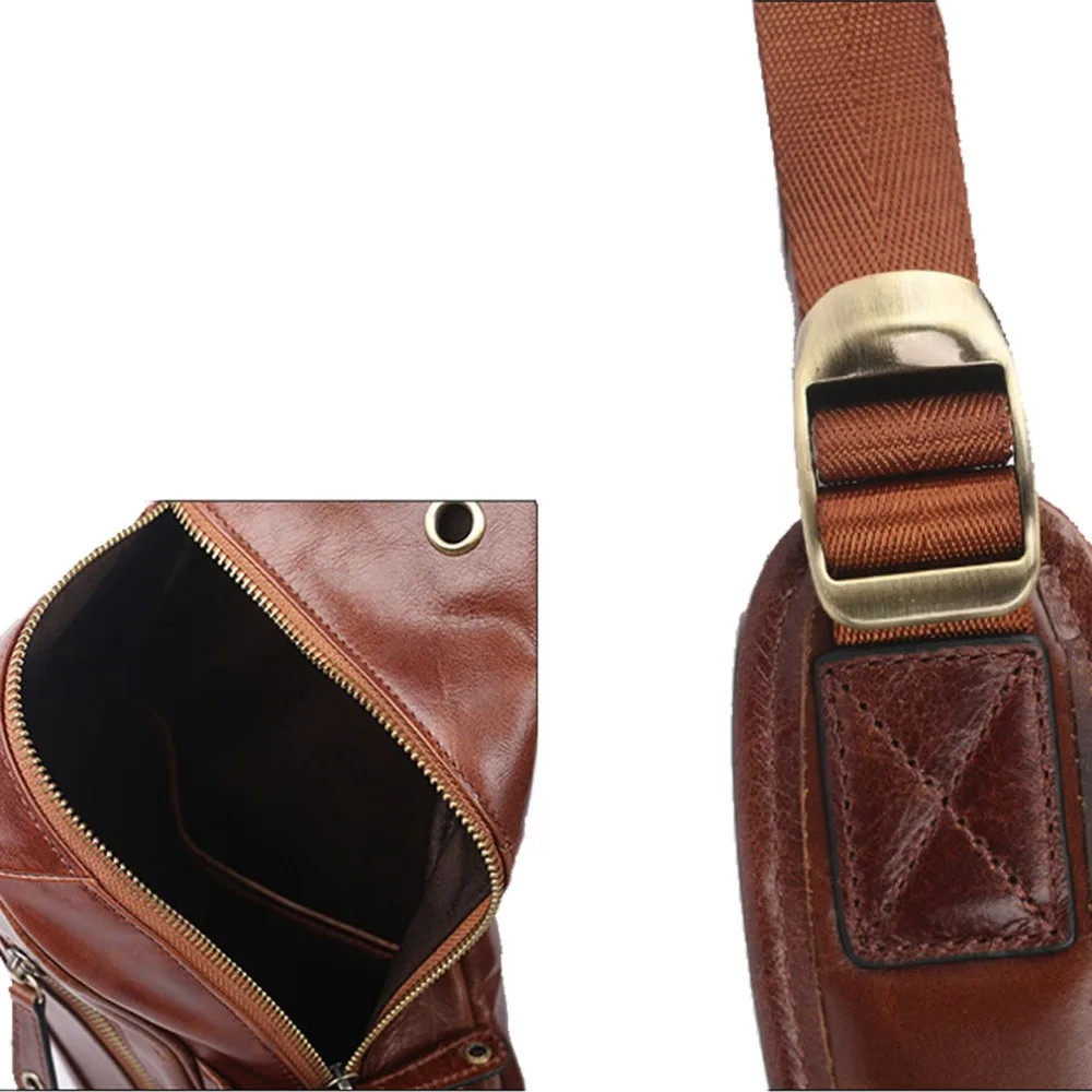 Нагрудная Сумка слинг для мужчин мессенджер из натуральной вощеной воловьей