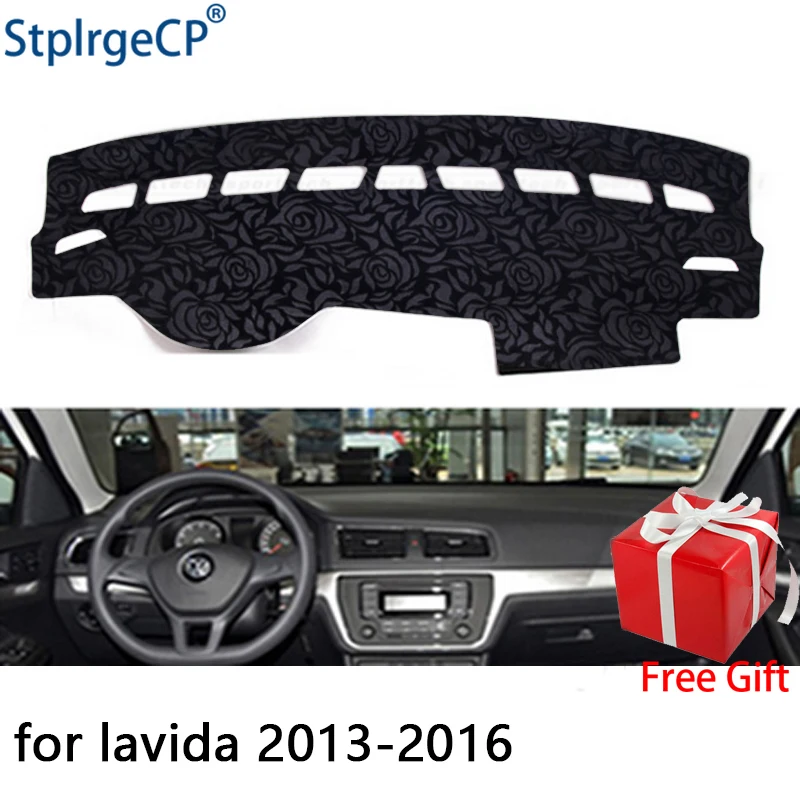 

Rose Pattern Non-slip Car Dashboard Cover Dash Mat Pad DashMat Car Sticker for Volkswagen Gran Cross Lavida 2013-2018 Styling