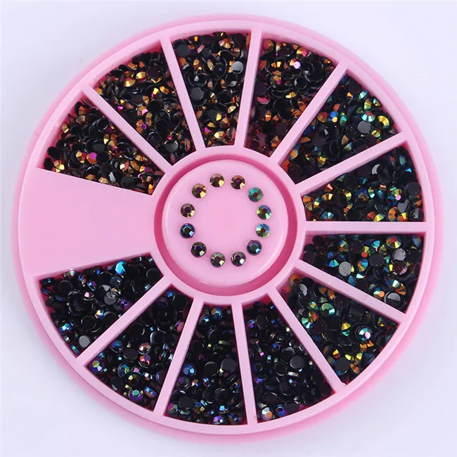 AB Flat Pink 1 коробка Сверкающие Стразы для ногтей 3D украшения ногтей в колесиках смешанные цвета нерегулярные бусины вафельный круглый декор DIY ногтей 30 узоров - Цвет: AB Flat Pink
